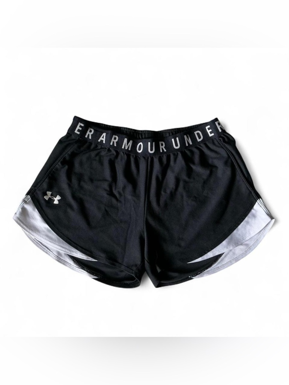 Under Armour Black Athletic Shorts with White Trim